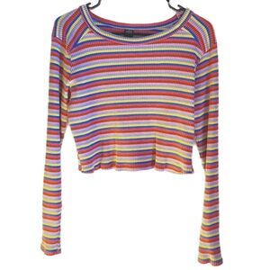 Wild Fable ribbed multicolor babydoll crop top